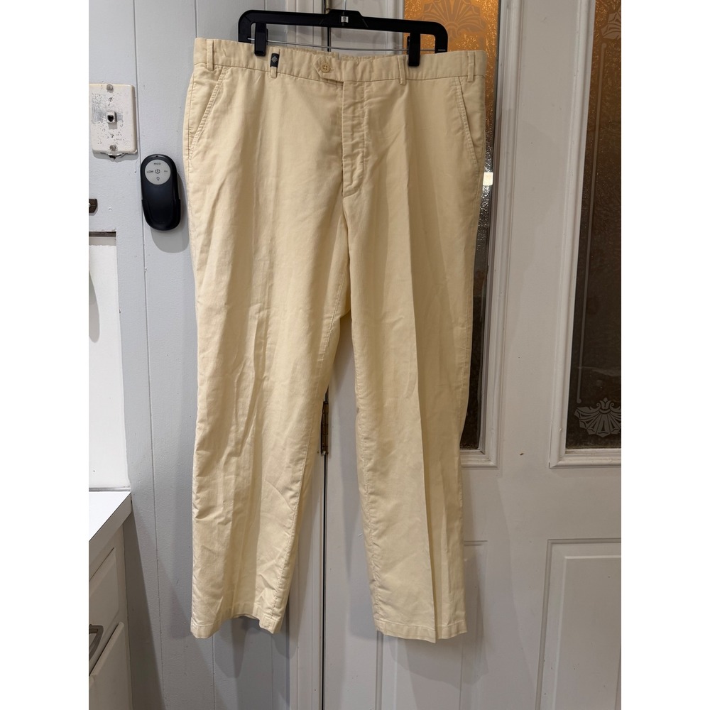 Zanella Larry Mens Corduroy Trousers Cream Yellow Made in Italy Cotton Size 58